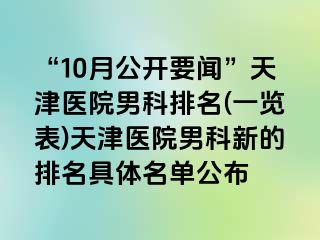 “10月公开要闻”天津医院男科排名(一览表)天津医院男科新的排名具体名单公布